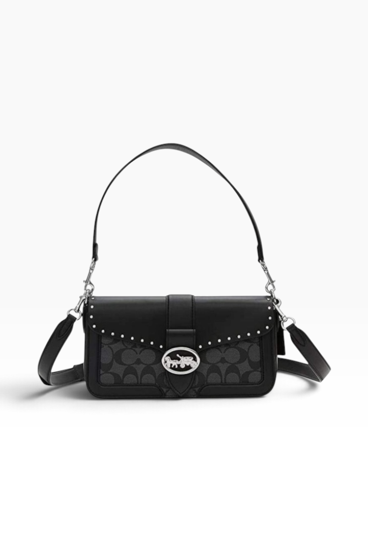 Midnight Signature Stud Shoulder Bag