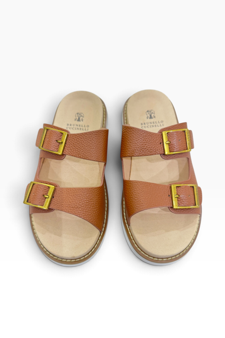 Cognac Heritage Double-Buckle Slides