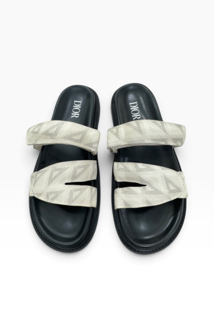 Ivory Geo Luxe Double-Strap Slides