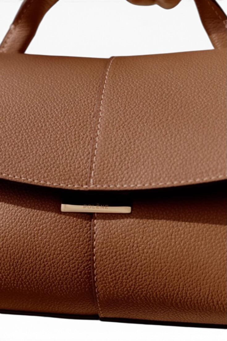 Cognac Heritage Sculpted Top Handle Bag