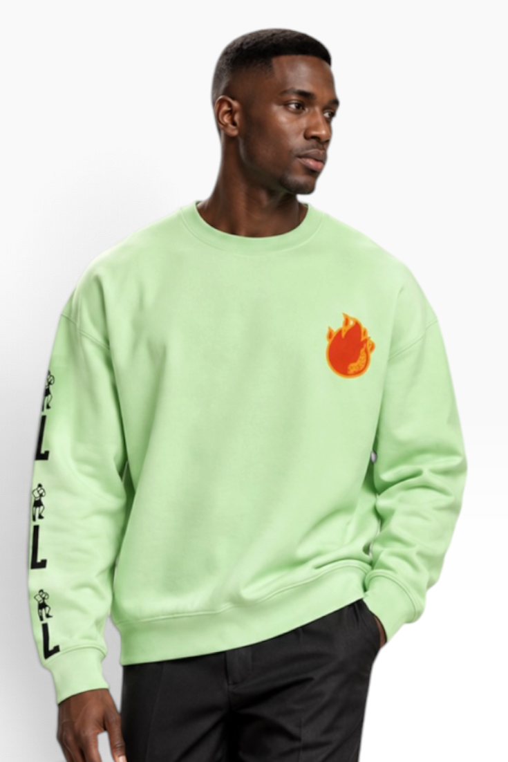 Mint Flame Streetwear Sweatshirt