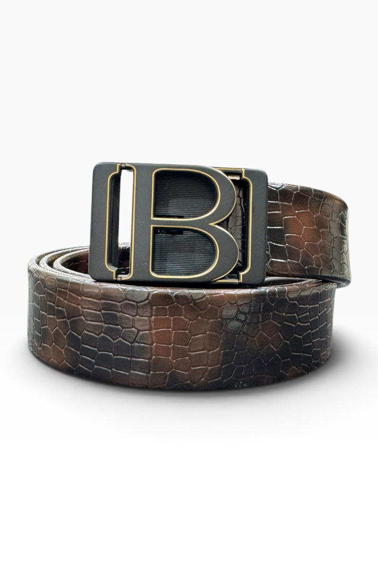 Mocha Croc Statement Belt