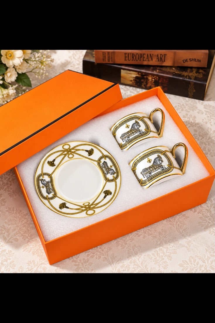 Imperial Equestrian Gold Royale Luxury Tea Set