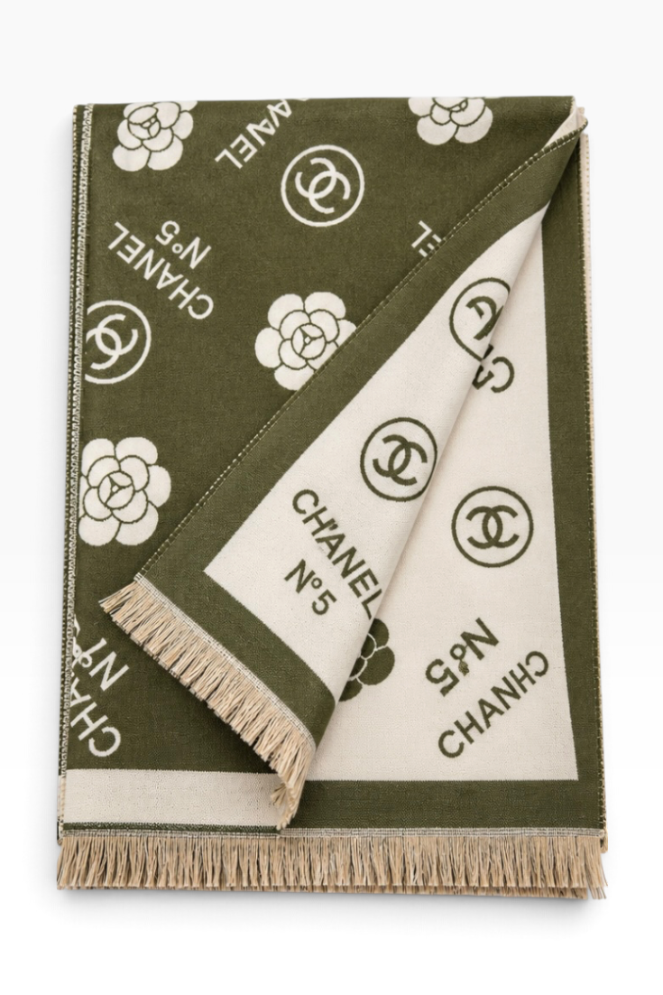 Olive Camellia Reversible Shawl