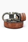 Cognac Infinity Croc Belt