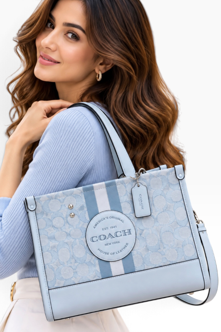Ice Blue Heritage Stripe Tote