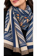 Royal Azure Geometric Shawl