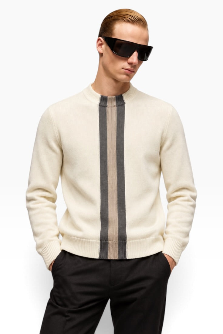 The Ivory Heritage Vertical Stripe Knit Sweater