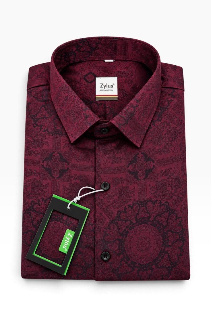 The Royal Merlot Heritage Paisley Linen Shirt