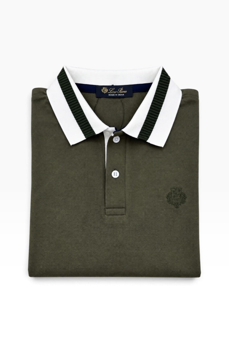 The Olive Prestige Contrast Collar T-Shirt