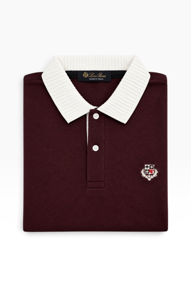 The Burgundy Royale Contrast Collar T-Shirt