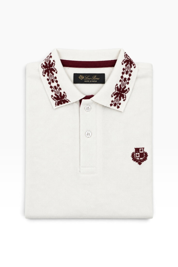 The Ivory Royale Embroidered Crest T-Shirt