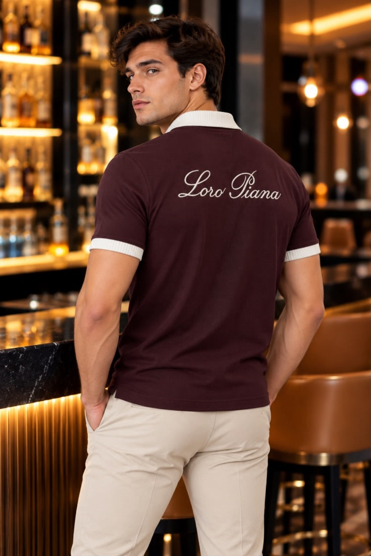 The Burgundy Royale Contrast Collar T-Shirt