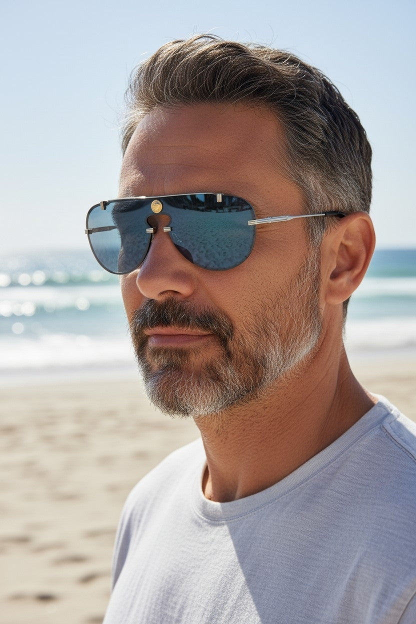 Rimless Blue Shield Visor