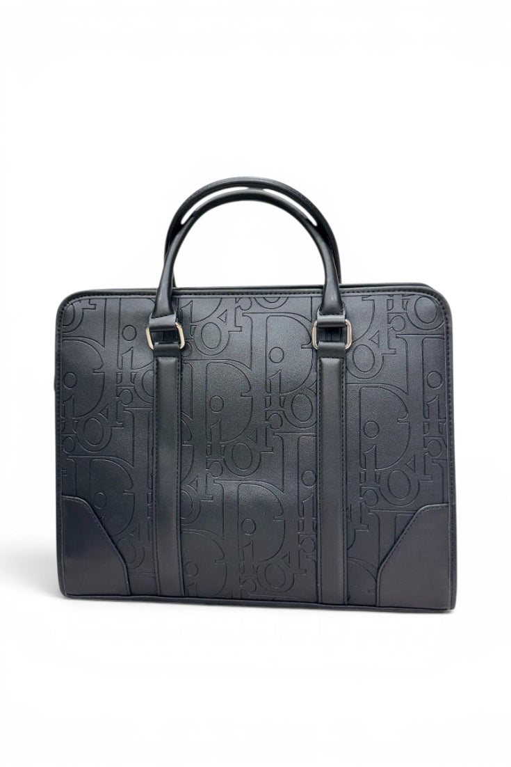 Sleek Embossed Leather Laptop Bag