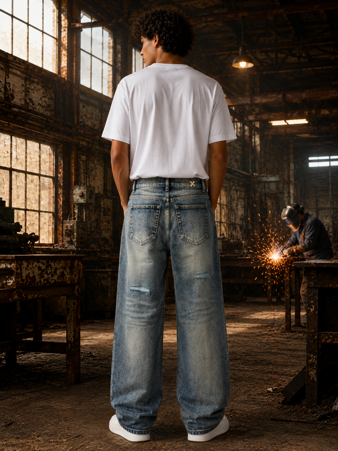 Men's Baggy Torn Denims