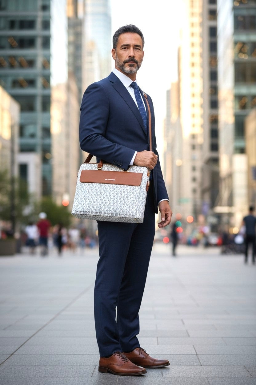 Monogram Leather Laptop Bag