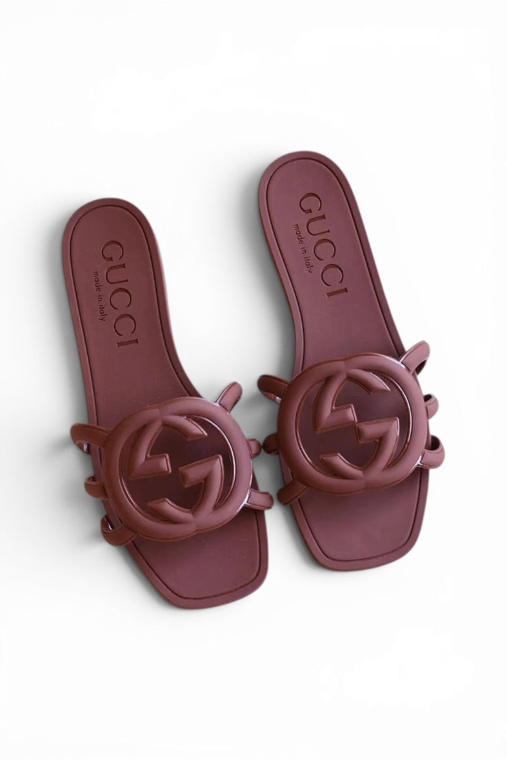Luxe Maroon Rubber Slides