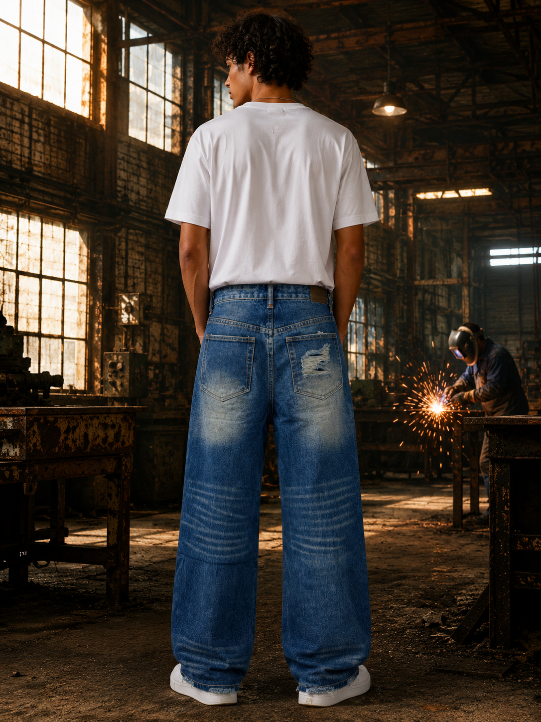 Men's Baggy Torn Denims