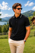 Black Contrast Piping Polo