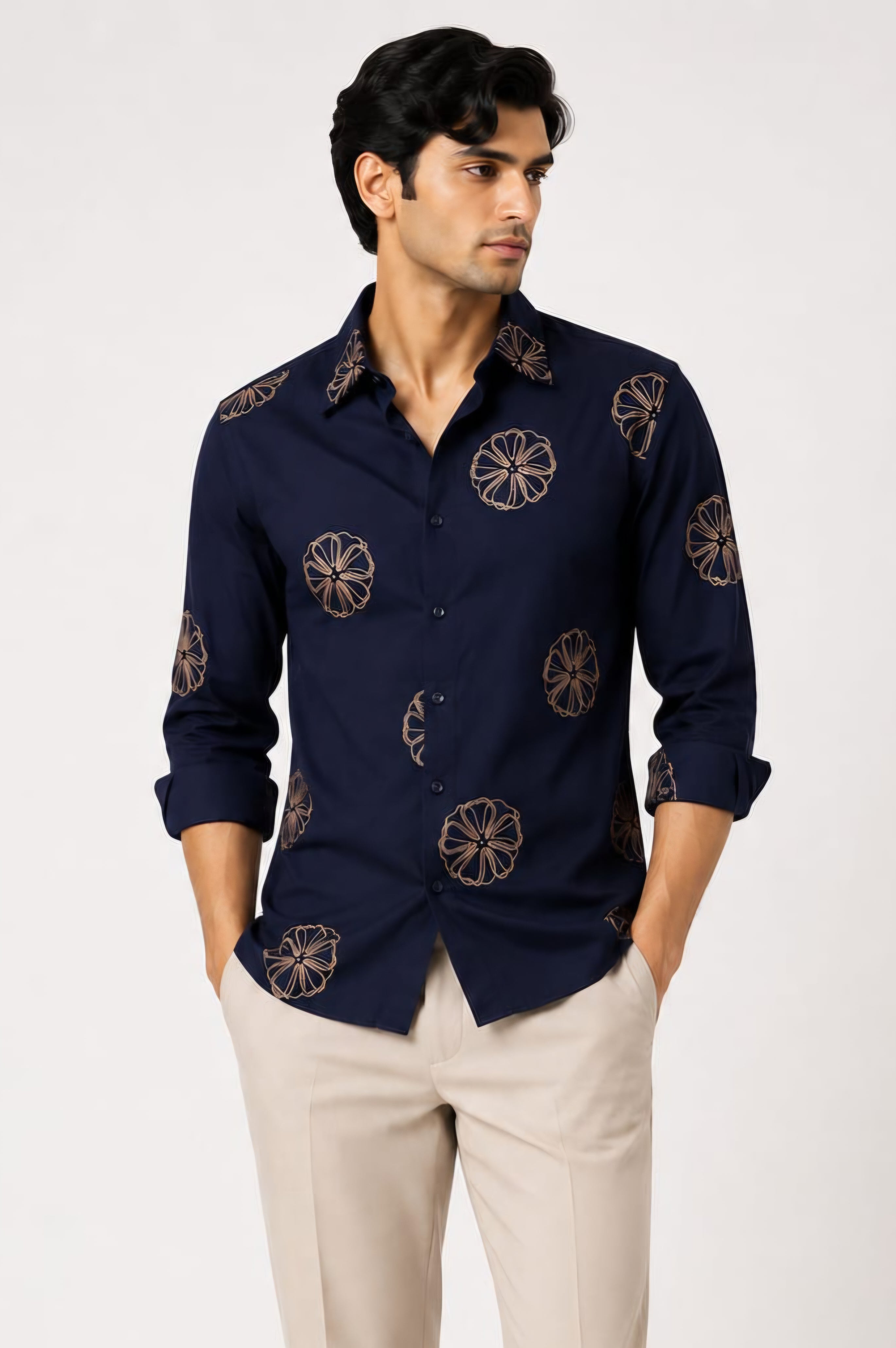 Tussar Cotton Embroidery Shirts