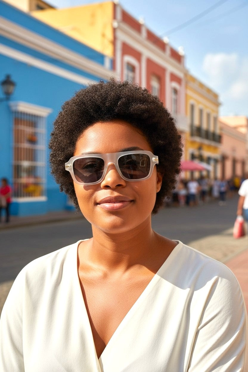 Frosted Rectangular Sunglasses