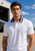 White Brown Collar Signature Polo