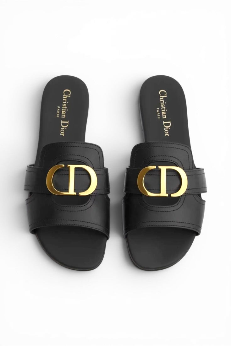 Black Leather Logo Slides