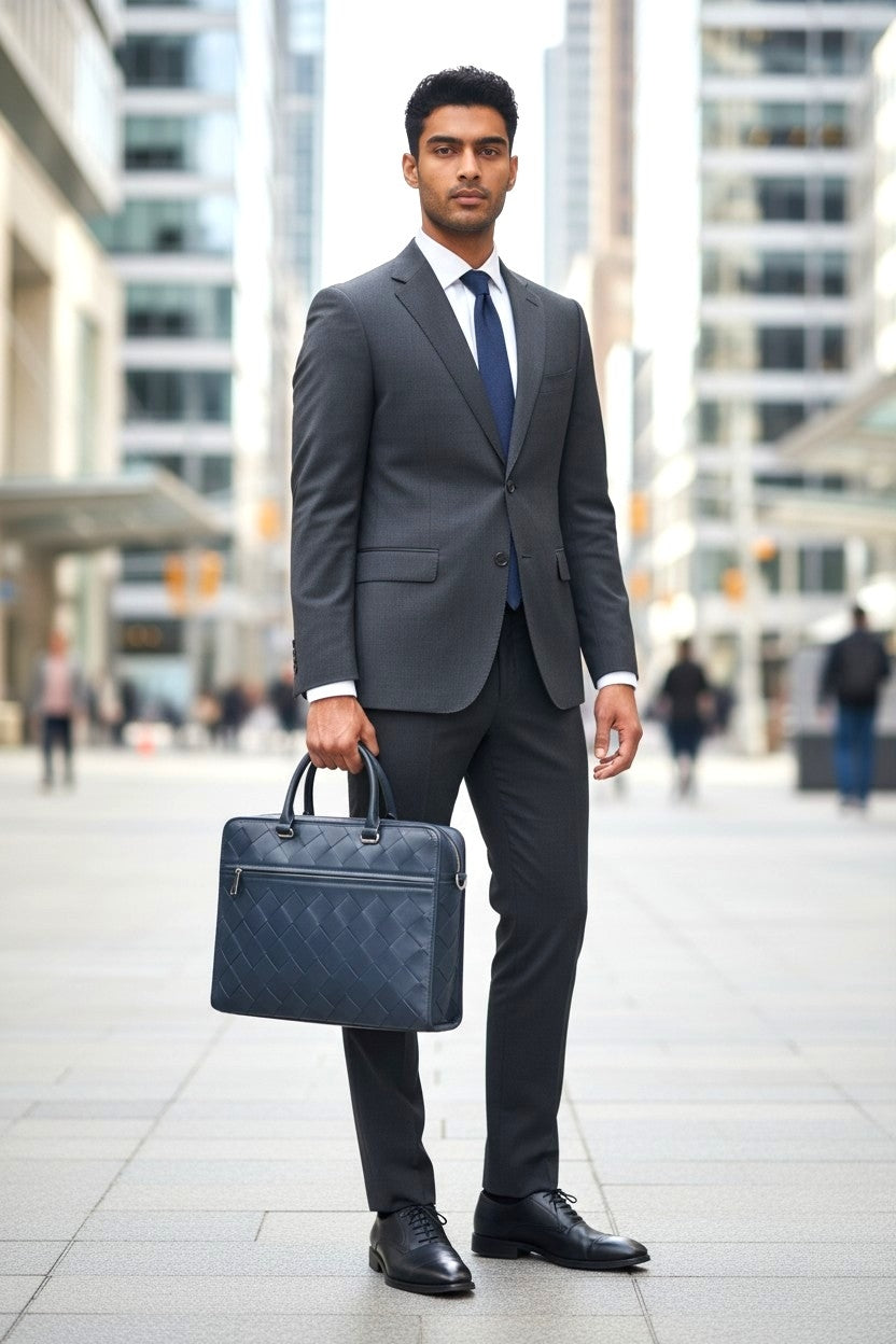 Elegant Woven Leather Laptop Bag