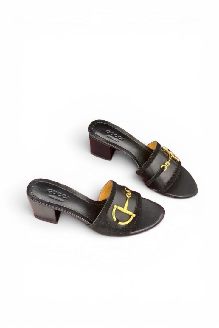 Black Horesbit Heel Slides