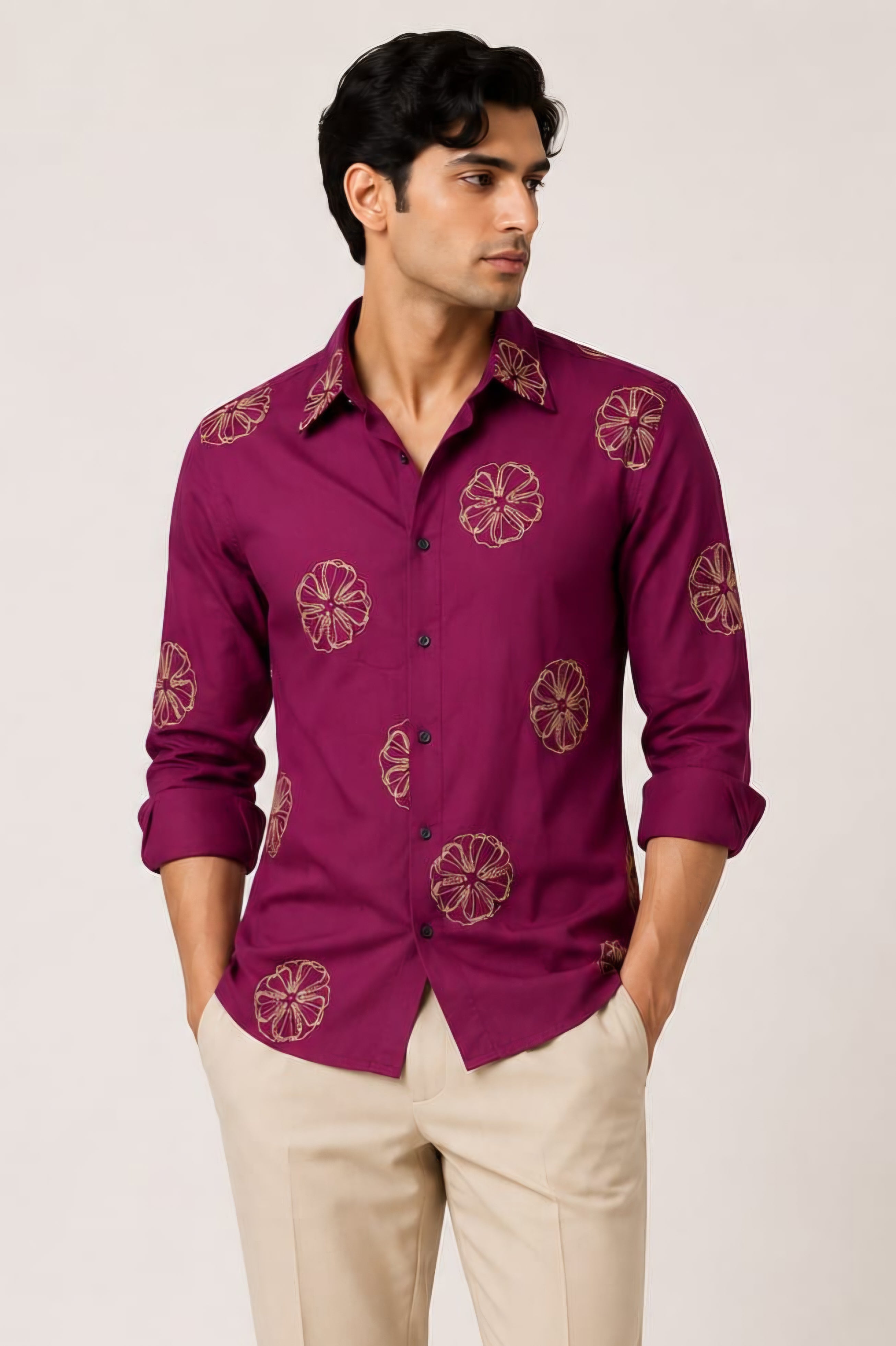 Tussar Cotton Embroidery Shirts