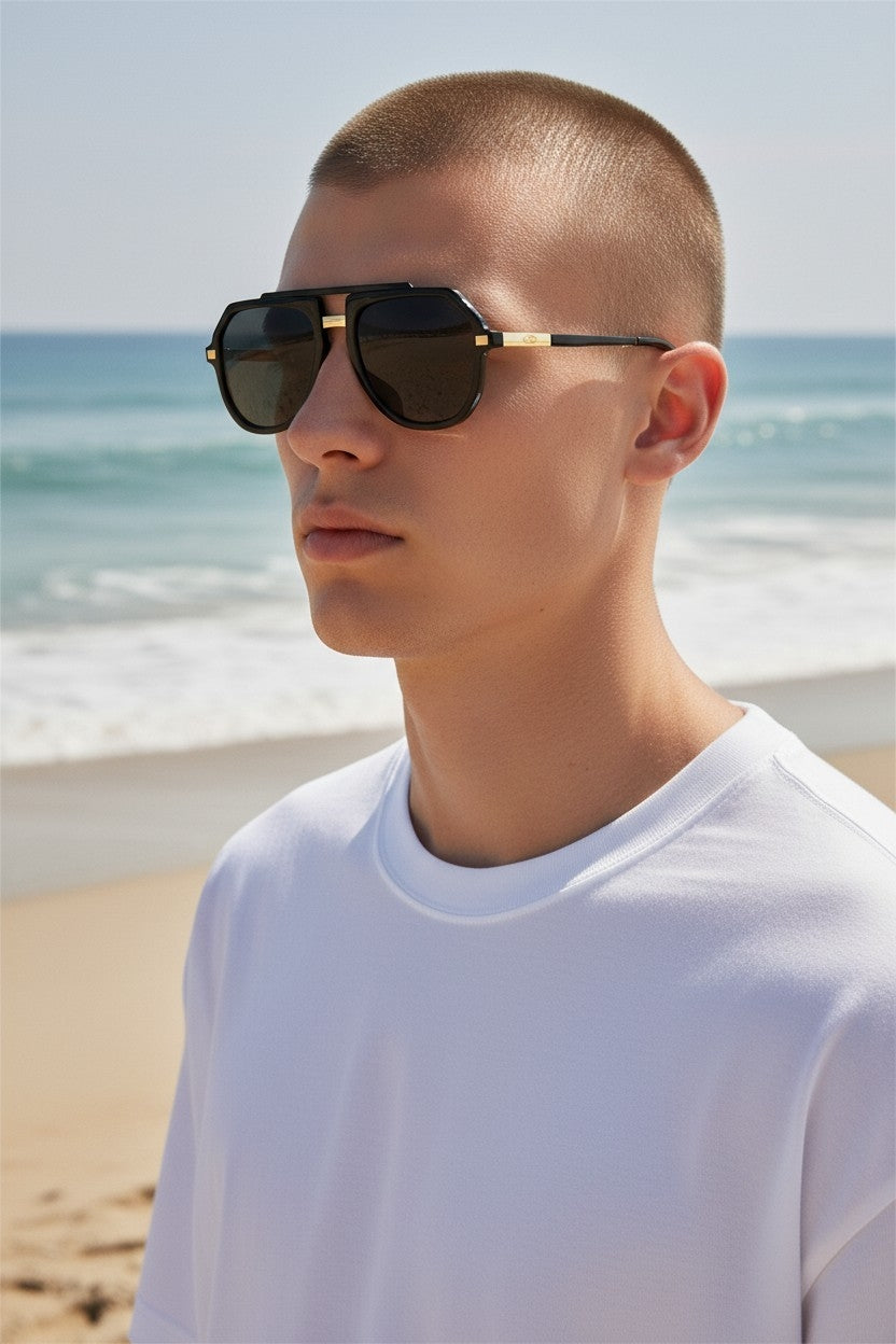 Black Geometric Aviator