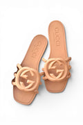 Luxe Beige Rubber Slides