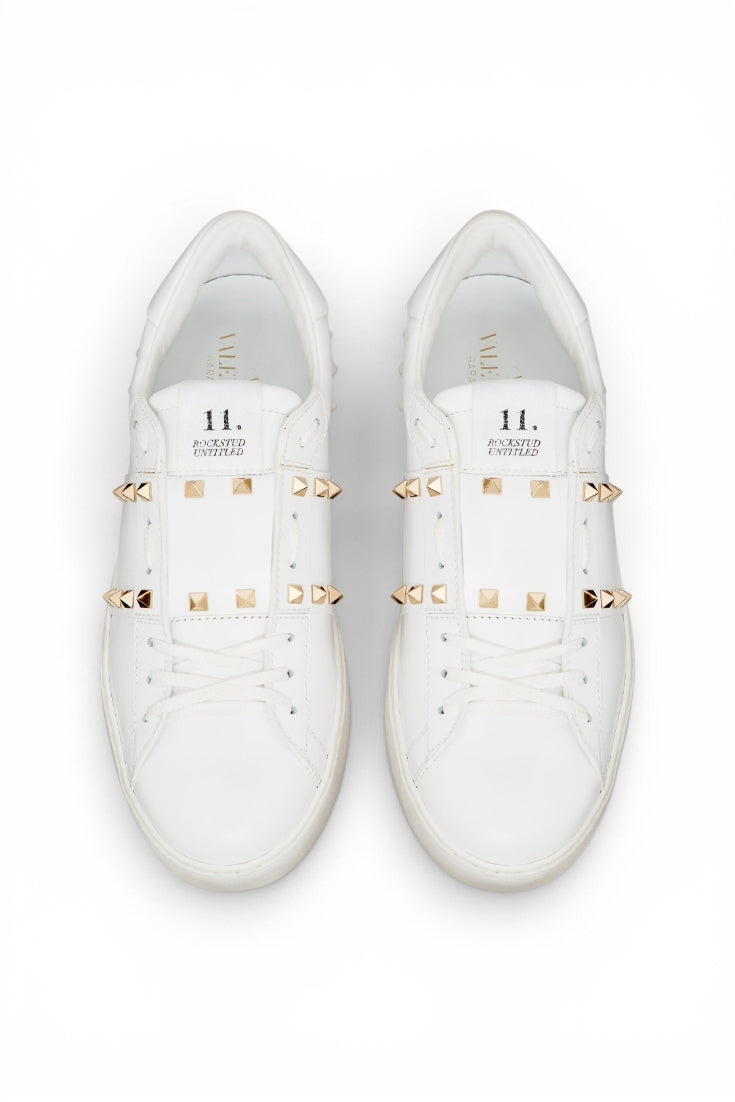 White Studded Low-Top Sneakers