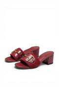 Burgundy Horsebit Mule Heels
