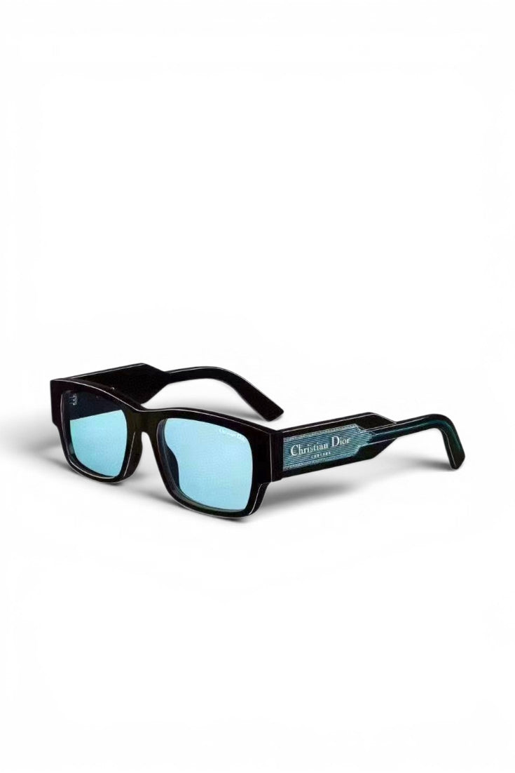 Thick Black Frame With Blue Lenses