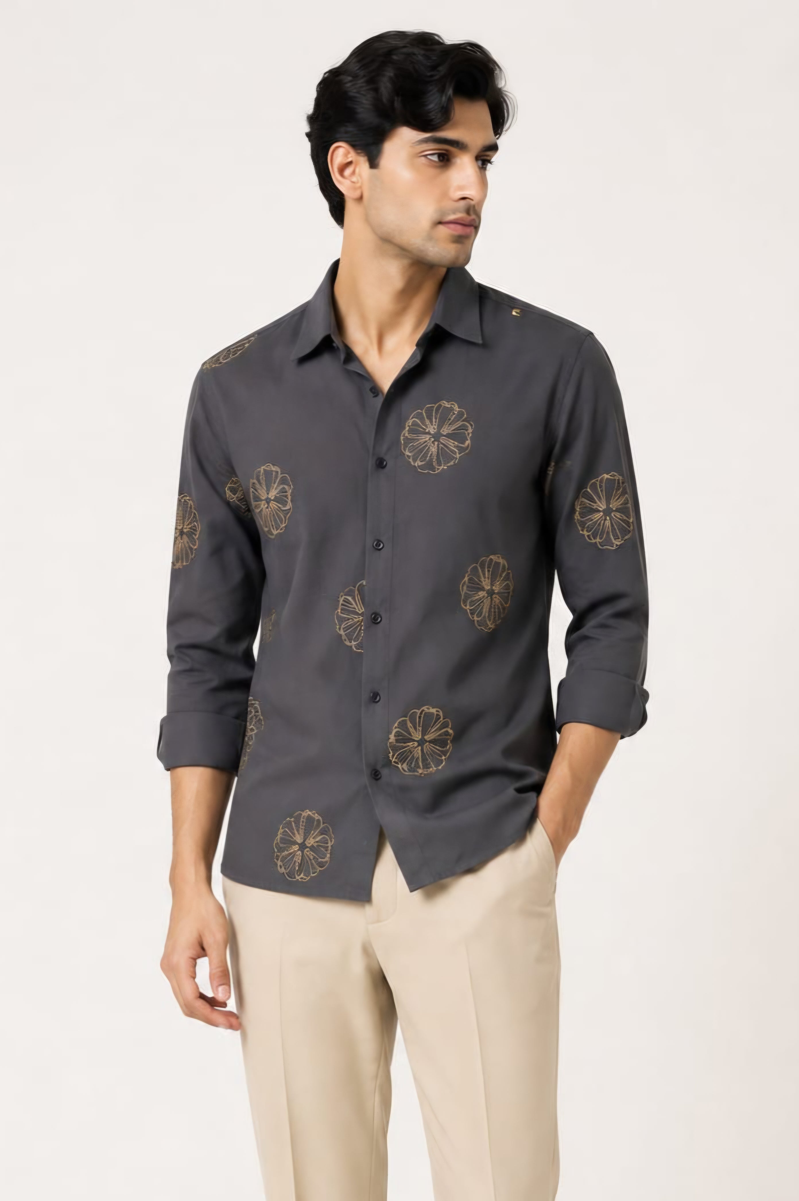 Tussar Cotton Embroidery Shirts