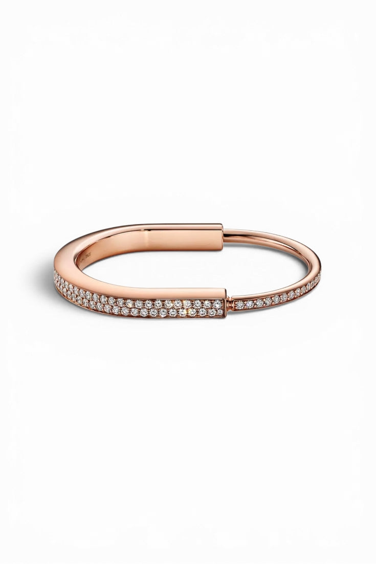 Luxury-Inspired Rose Gold-Lock Bangle