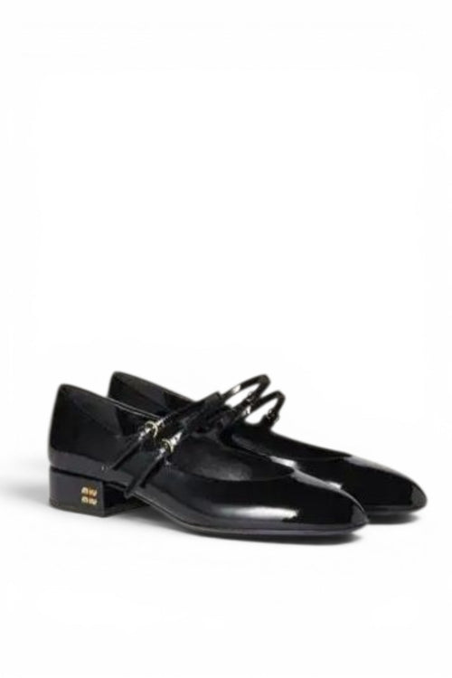 Black Patent Double-Strap Flats