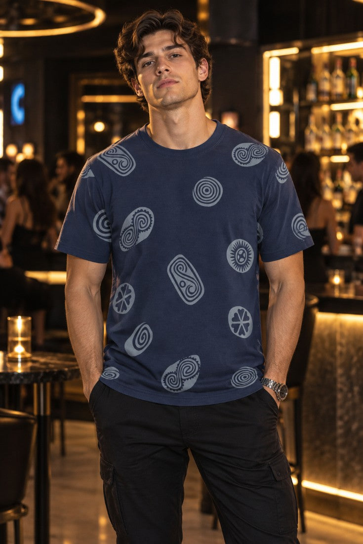 Indigo Heritage Motif T-Shirt