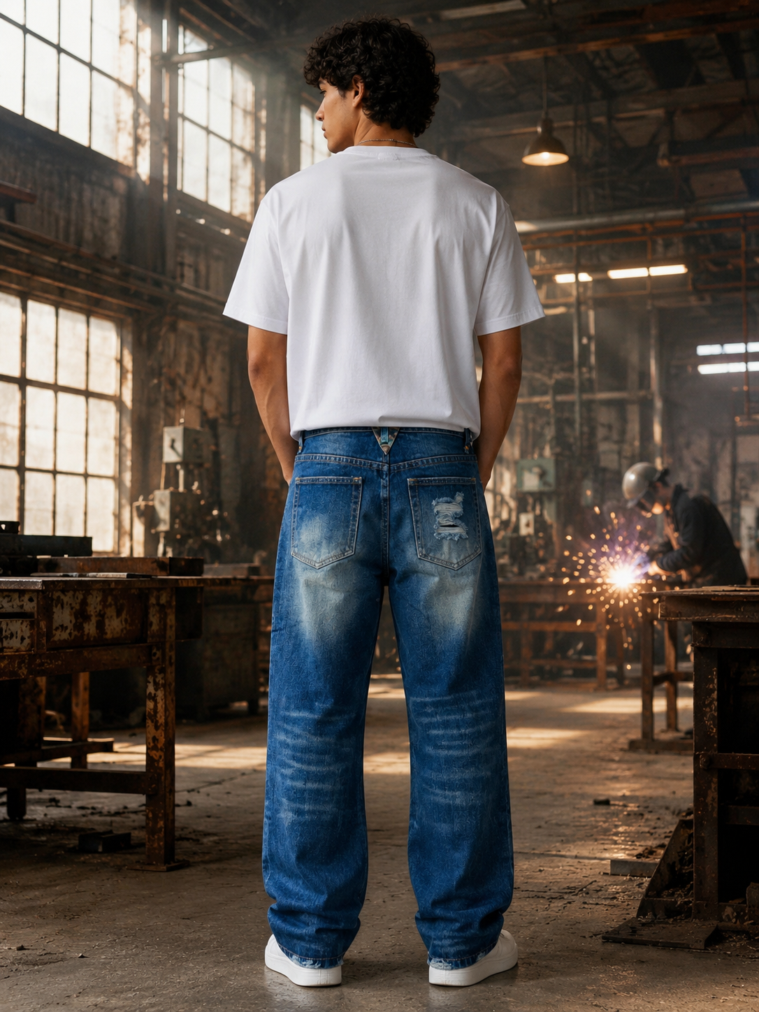 Men's Baggy Torn Denims
