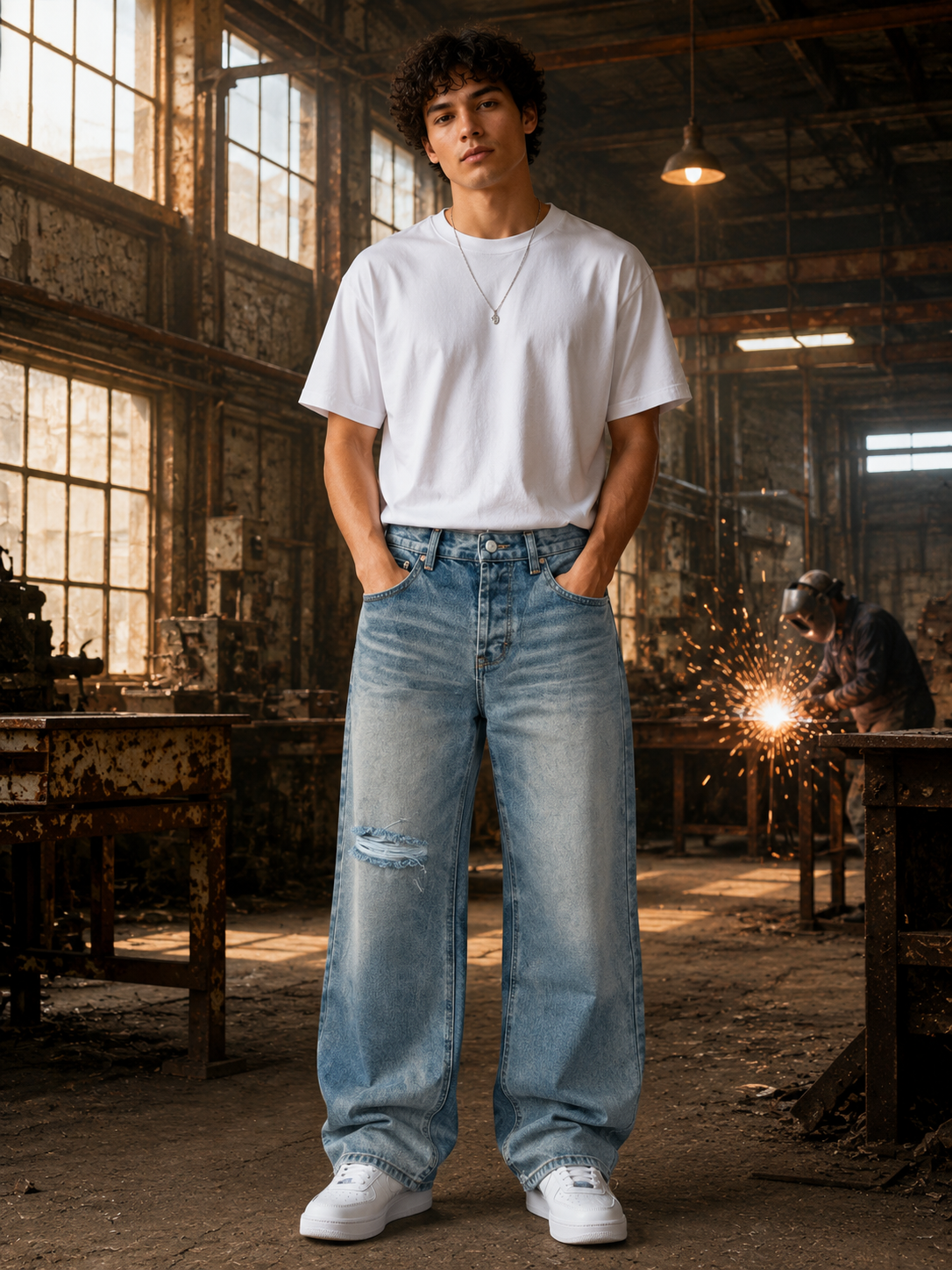 Men's Baggy Torn Denims