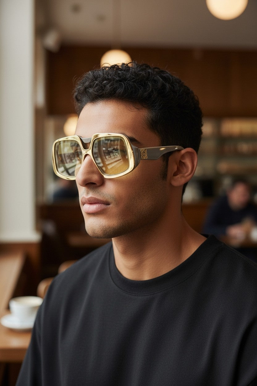 Oversized Ivory-And-Gray Square Frame