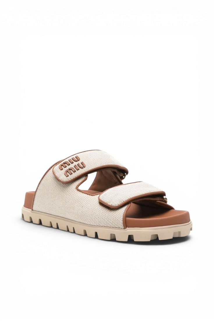 Beige Utility Strap Slides