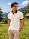 Ivory Burgundy Contrast Polo
