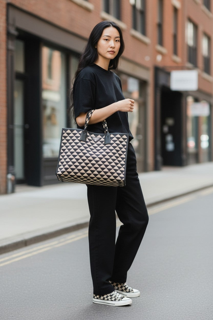Women’s Geometric Canvas Tote Bag